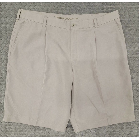 Nike Golf‎ Dri-Fit Shorts Mens Size 38 Beige Pleated 10” 405850-061 - Picture 1 of 8